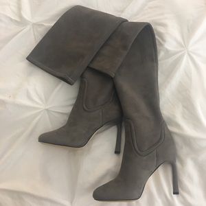 Gray OTK Boots. New Uptown Girl.
